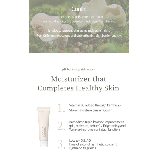 NEEDLY pH Balancing Rich Cream – intensywnie nawilżający krem regenerujący z ekstraktem z grzyba Albatrellus, 50 ml (2).jpg