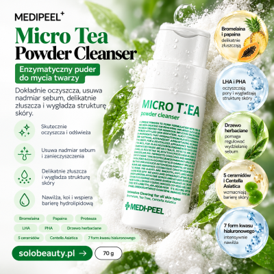 MEDI-PEEL Micro Tea Powder Cleanser – enzymatyczny puder do mycia twarzy z drzewem herbacianym, 70 g.png