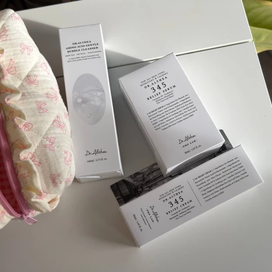 Zestaw kosmetykow do twarzy dr. Althea 345 Relief pianka, Serum, Cream - zestaw kojąco-nawilżający do twarzy.jpg